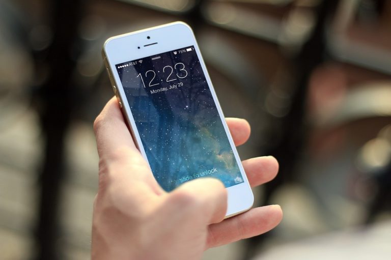 holding phone